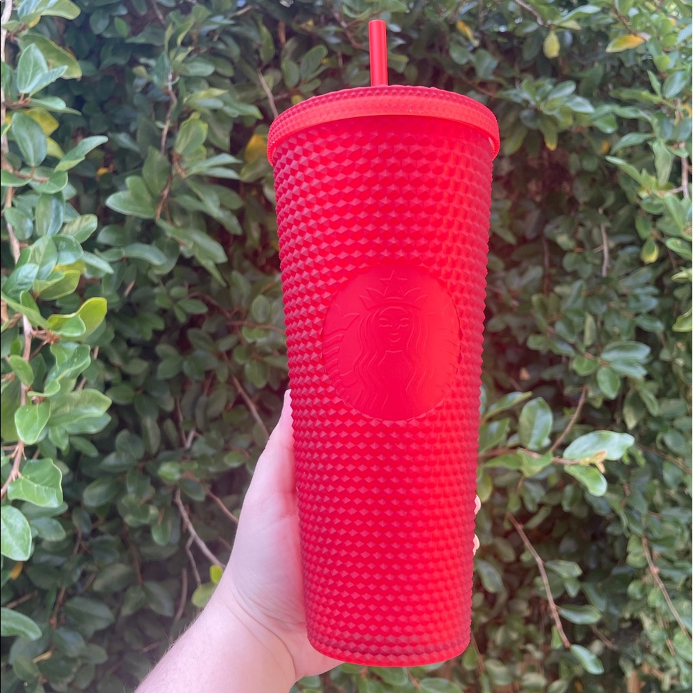 NEW Starbucks Red Soft Touch Matte Studded Venti Large Tumbler 24oz
